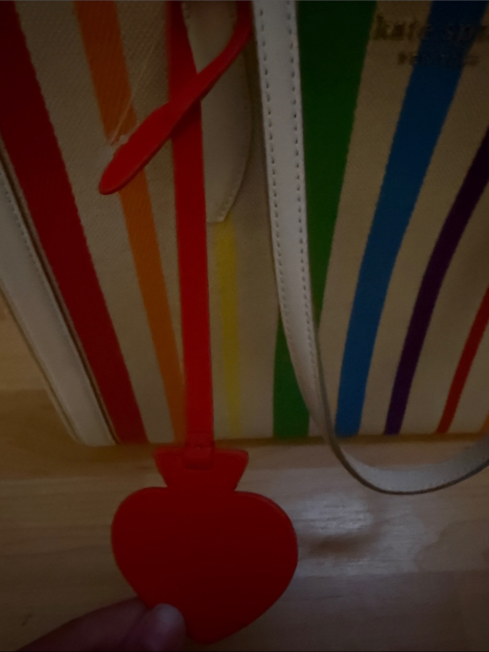 kate spade White Multicolor Rainbow Stripe Tote NWOT - Picture 2 of 12